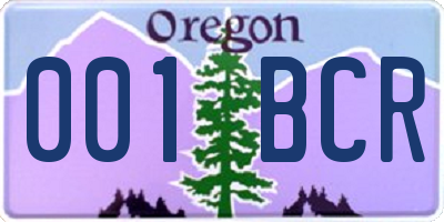 OR license plate 001BCR