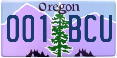 OR license plate 001BCU