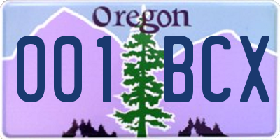 OR license plate 001BCX