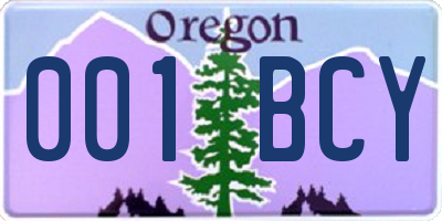 OR license plate 001BCY