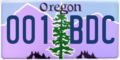 OR license plate 001BDC