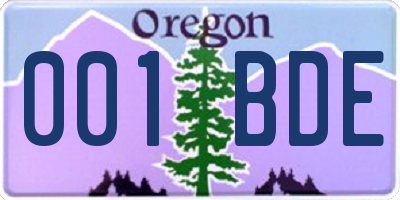 OR license plate 001BDE