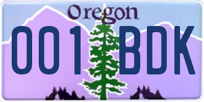 OR license plate 001BDK