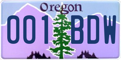OR license plate 001BDW