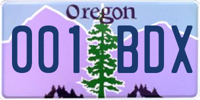 OR license plate 001BDX