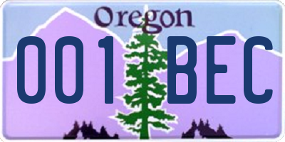 OR license plate 001BEC