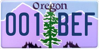 OR license plate 001BEF