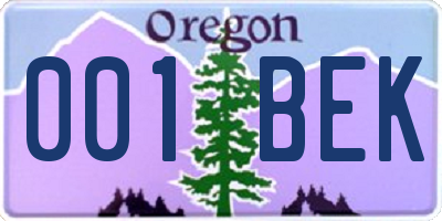 OR license plate 001BEK