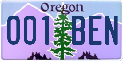 OR license plate 001BEN