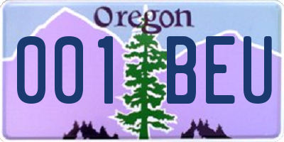 OR license plate 001BEU