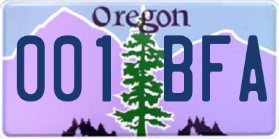 OR license plate 001BFA