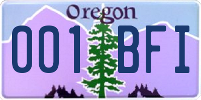 OR license plate 001BFI