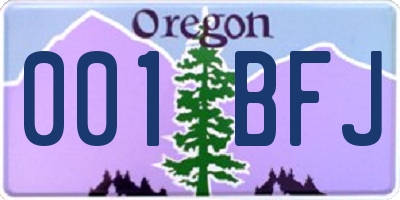 OR license plate 001BFJ