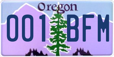 OR license plate 001BFM