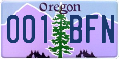 OR license plate 001BFN