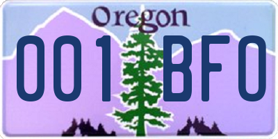 OR license plate 001BFO