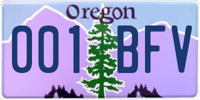 OR license plate 001BFV