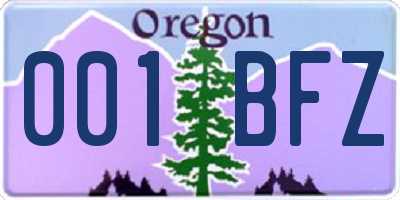 OR license plate 001BFZ