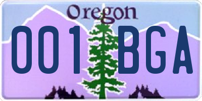 OR license plate 001BGA