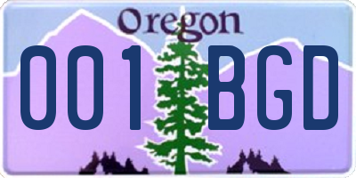 OR license plate 001BGD