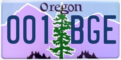 OR license plate 001BGE