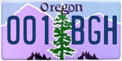 OR license plate 001BGH