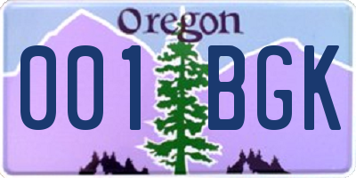 OR license plate 001BGK