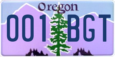 OR license plate 001BGT