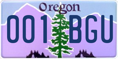 OR license plate 001BGU