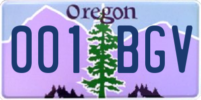 OR license plate 001BGV