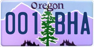 OR license plate 001BHA