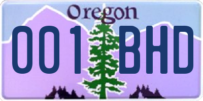 OR license plate 001BHD