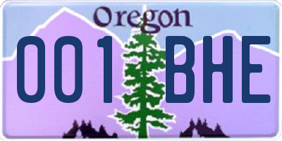 OR license plate 001BHE