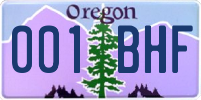 OR license plate 001BHF