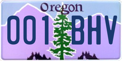 OR license plate 001BHV