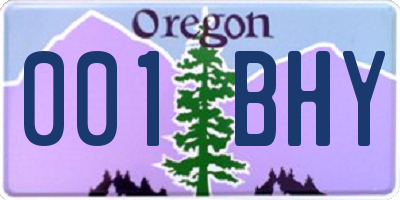 OR license plate 001BHY