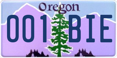 OR license plate 001BIE