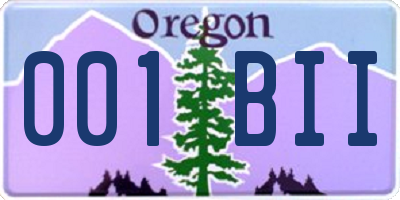 OR license plate 001BII