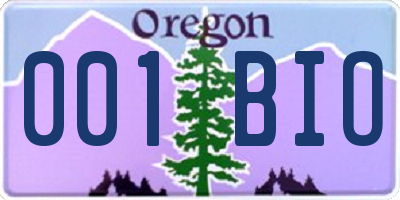 OR license plate 001BIO