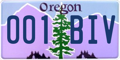 OR license plate 001BIV