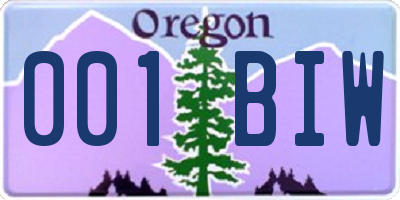 OR license plate 001BIW