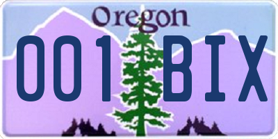 OR license plate 001BIX