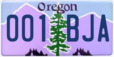 OR license plate 001BJA