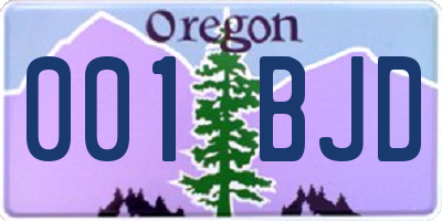 OR license plate 001BJD