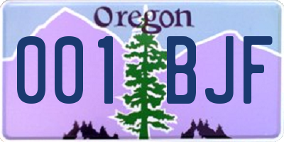 OR license plate 001BJF