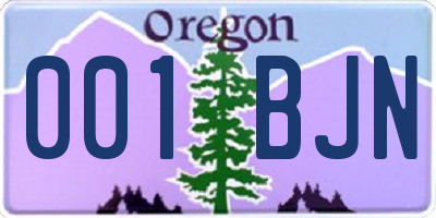 OR license plate 001BJN