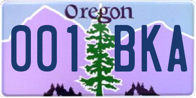 OR license plate 001BKA