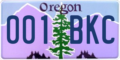 OR license plate 001BKC