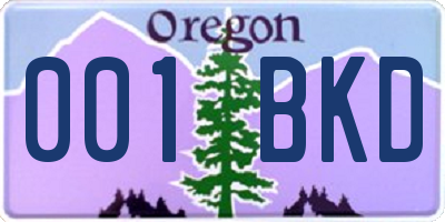 OR license plate 001BKD