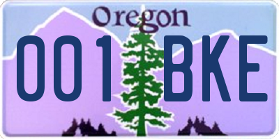 OR license plate 001BKE